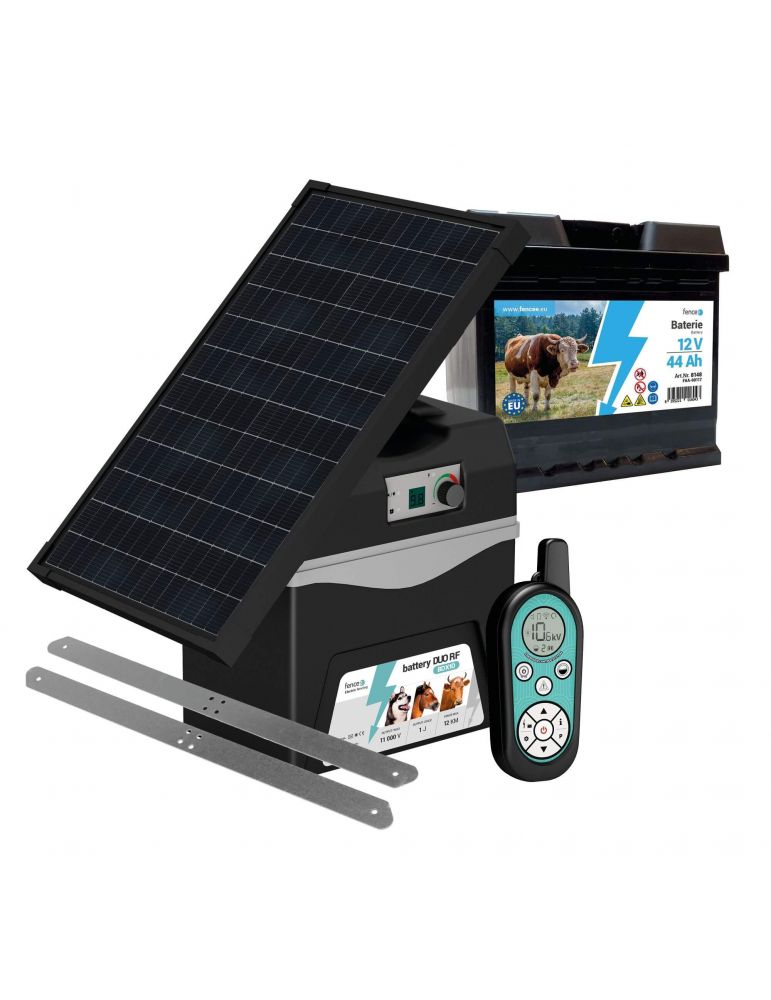 Bateriový RF zdroj fencee battery DUO RF BDX10 s ovladačom + solární panel 30 W + držiak + batéria