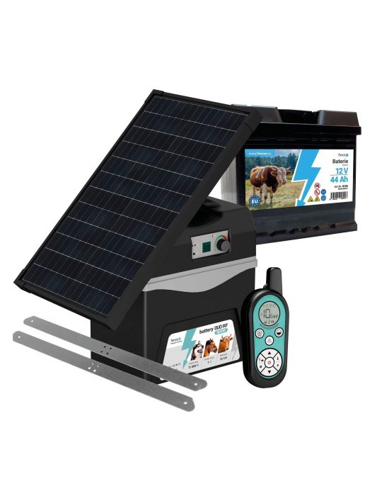 Bateriový RF zdroj fencee battery DUO RF BDX10 s ovladačom + solární panel 30 W + držiak + batéria