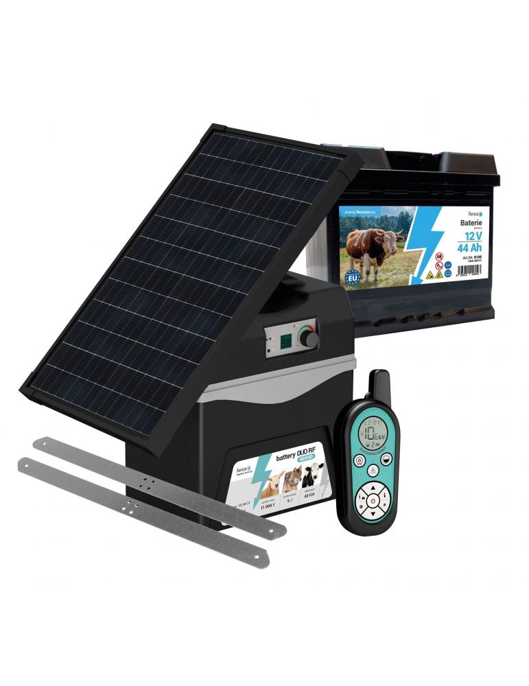Bateriový RF zdroj fencee battery DUO RF BDX50 s ovladačom + solární panel 30 W + držiak + batéria