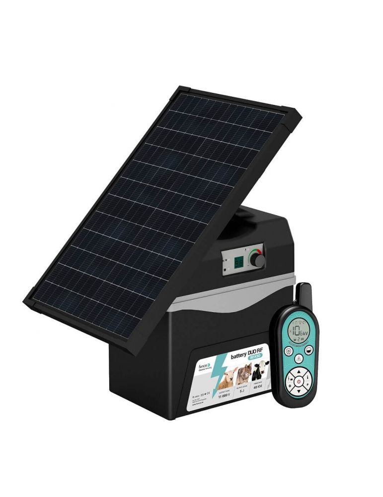 Bateriový RF zdroj fencee battery DUO RF BDX50 s ovladačom + solární panel 30 W + držiak + batéria