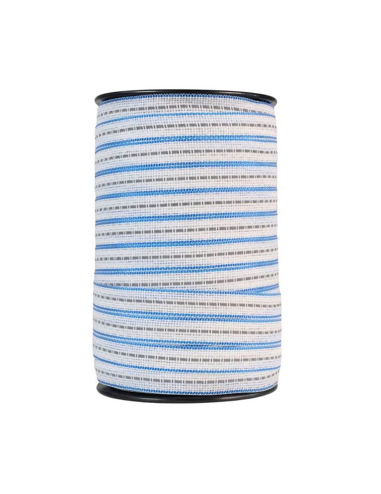 Reflexná páska na elektrický ohradník, šírka 20 mm, bielo-modrá, dĺžka 200 m