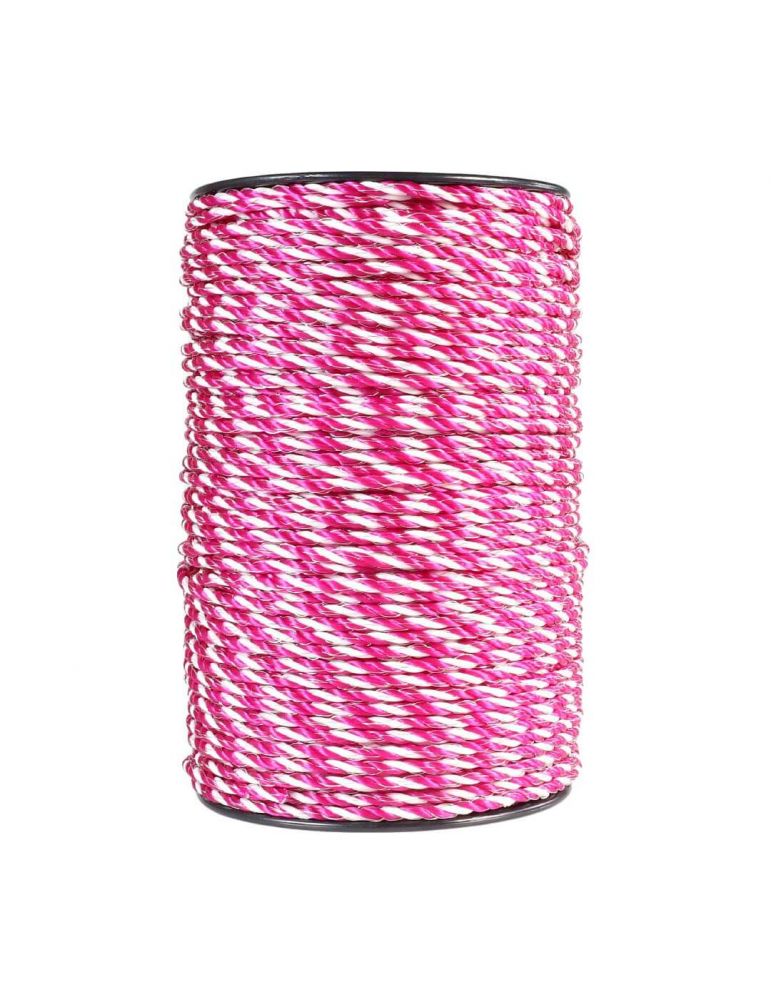 Lano elektrického ohradníka, priemer 4,5 mm, ružovo-biele, 200 m, 0,16 Ω/m