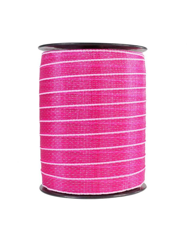 Páska na elektrický ohradník, šírka 30 mm, ružovo-biela, dĺžka 200 m