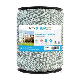 Lanko pre elektrický ohradník, priemer 3 mm, zeleno-biely, dĺžka 1000 m, 0,18 Ω/m