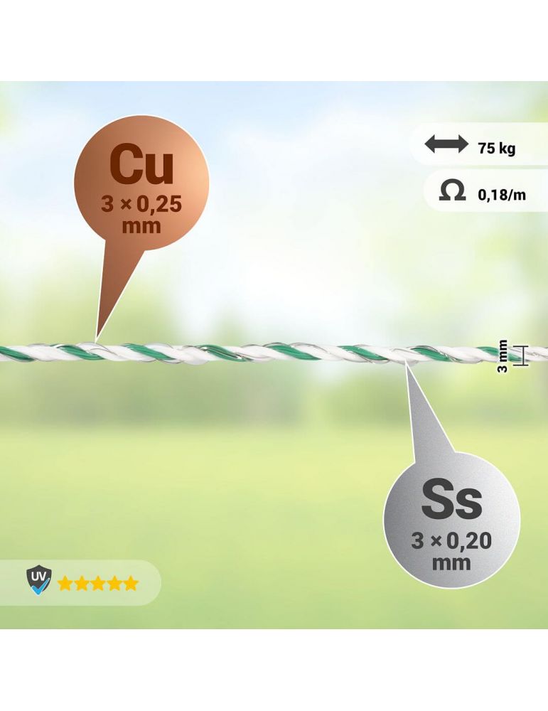 Lanko pre elektrický ohradník, priemer 3 mm,...