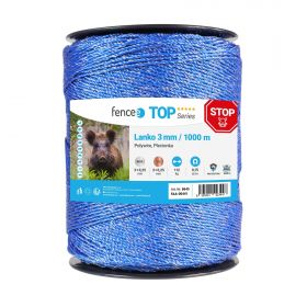 Lanko pre elektrický ohradník, priemer 3 mm, modrý, dĺžka 1000 m, 0,17 Ω/m