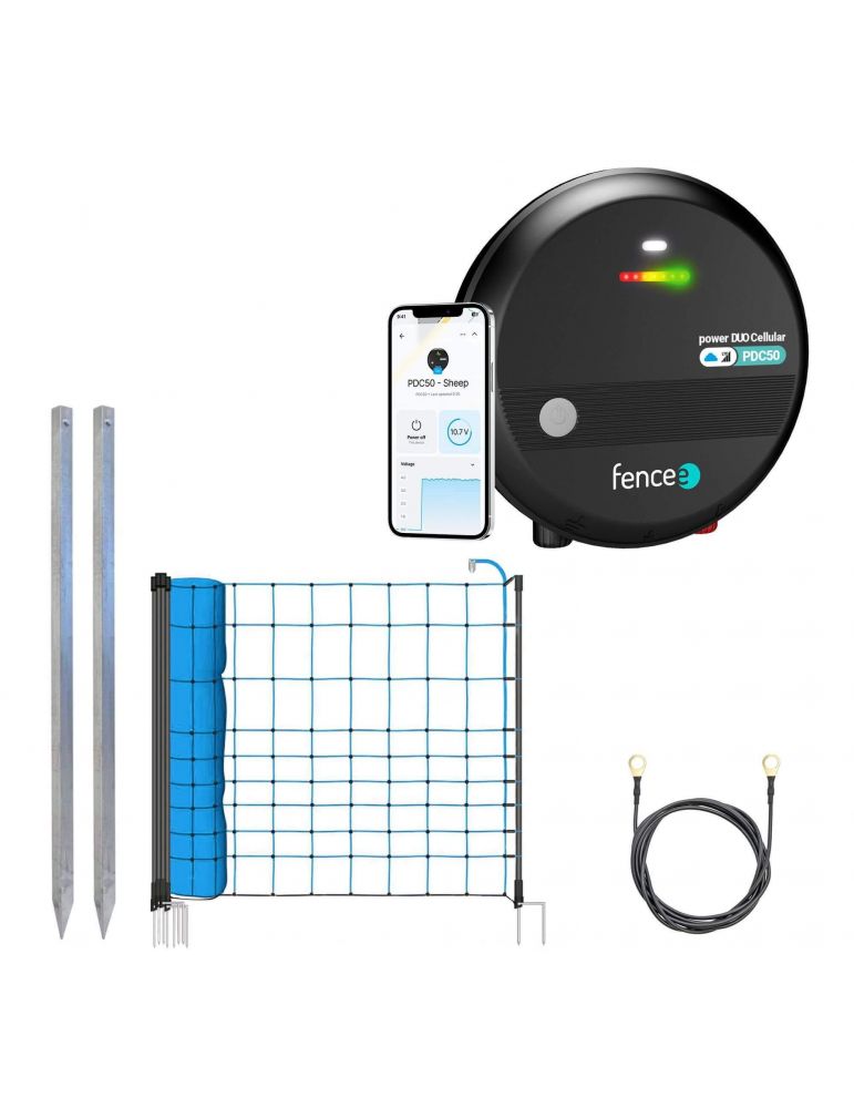 Sada pre elektrický ohradník s modrou sieťou 120 cm proti vlkom + LTE zdroj DUO PDC50