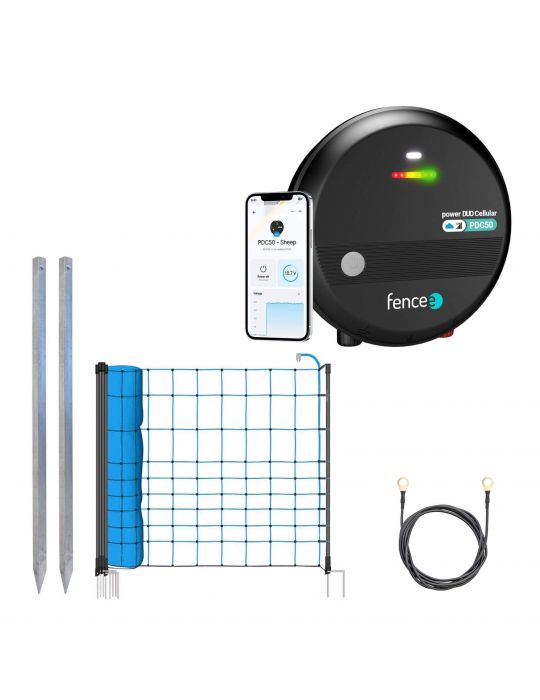 Sada pre elektrický ohradník s modrou sieťou 120 cm proti vlkom + LTE zdroj DUO PDC50