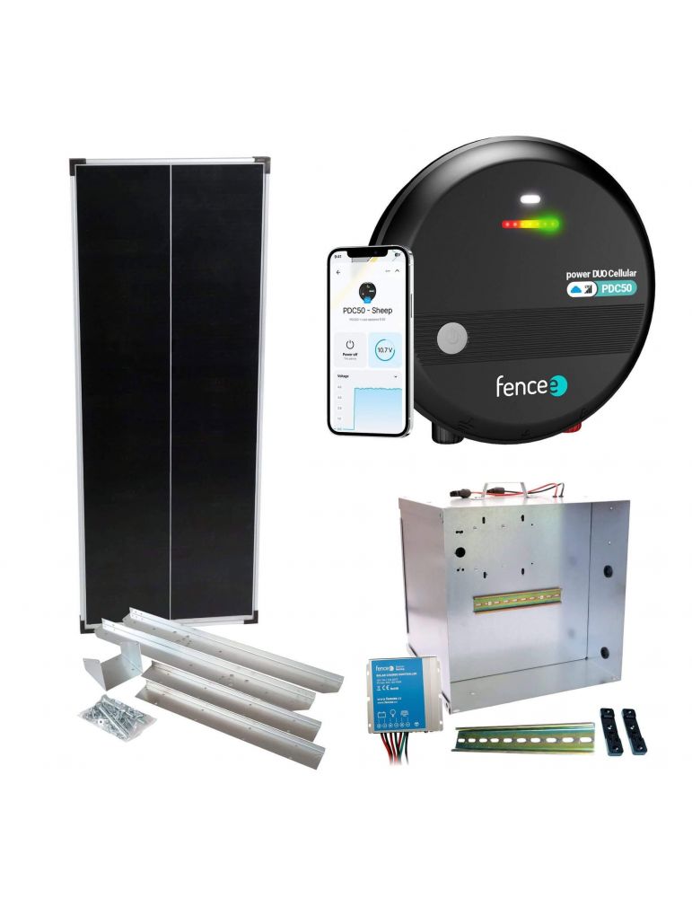 Premium sada solárneho ohradníka - Kompletný prenosný box + chytrý LTE zdroj 5J, panel 100W