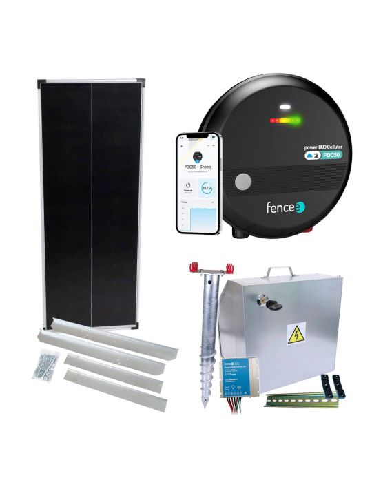 Premium sada solárneho ohradníka - Kompletná bezpečnostná skrinka + chytrý LTE zdroj 5J, panel 100 W