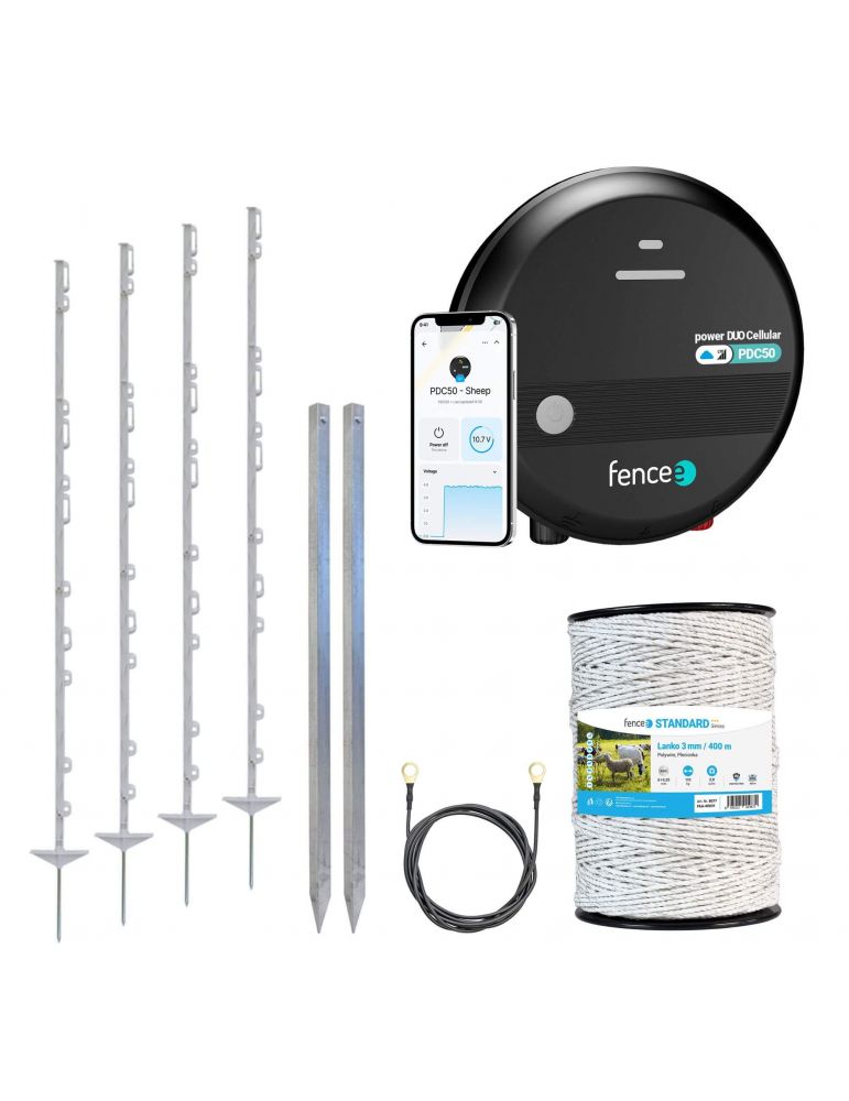 Sada elektrického ohradníka pre dobytok, ovce, kozy a proti lesnej zveri - LTE zdroj DUO - lanko 400 m