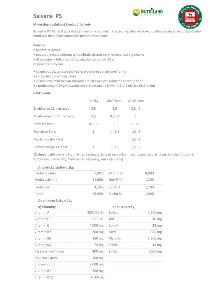 Salvana PS Minerálne doplnkové krmivo 12,5kg